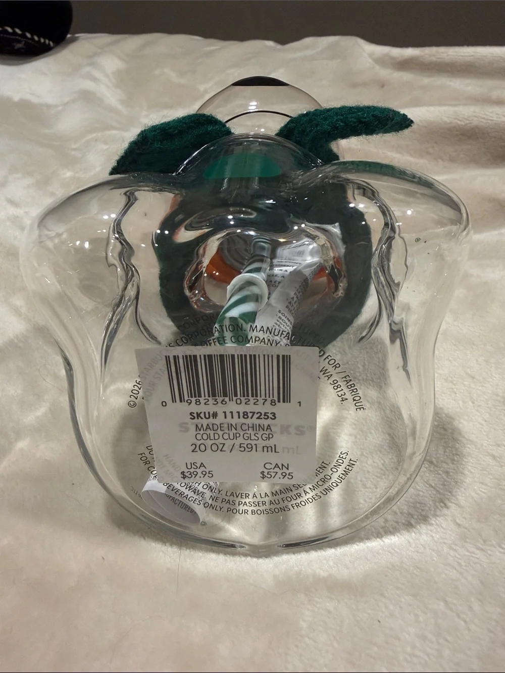 New Starbucks x Snoopy Glass Cup with lid and Woodstock straw